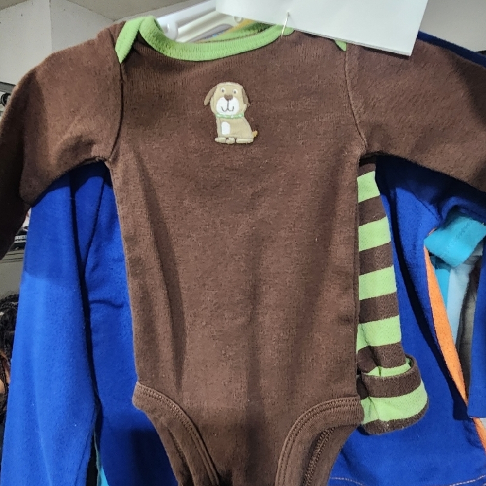 Brown Baby Onesie with Green Trim